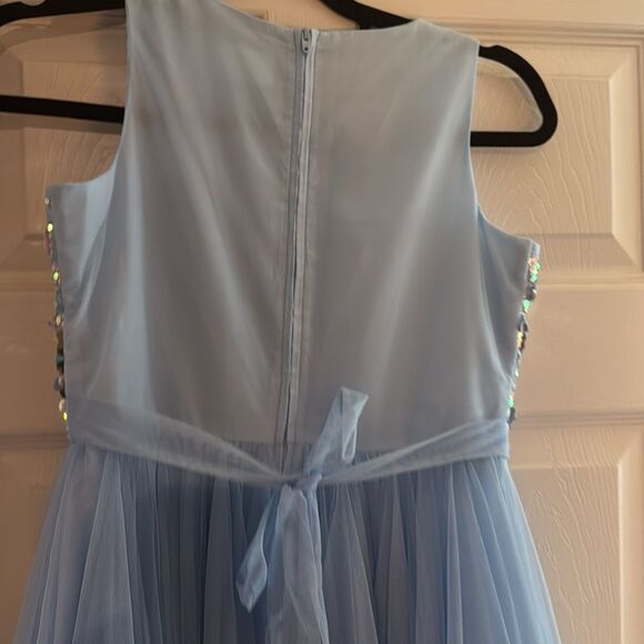 NWT Justice Girls SZ 12 Charming Light Blue Sequin Dress Retail $60 - Picture 7 of 8